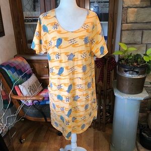 ZIP CODE SIZE LARGE SHORT SLEEVE LIGHT OTANGE BEACH THEME 100% COTTON DRESS